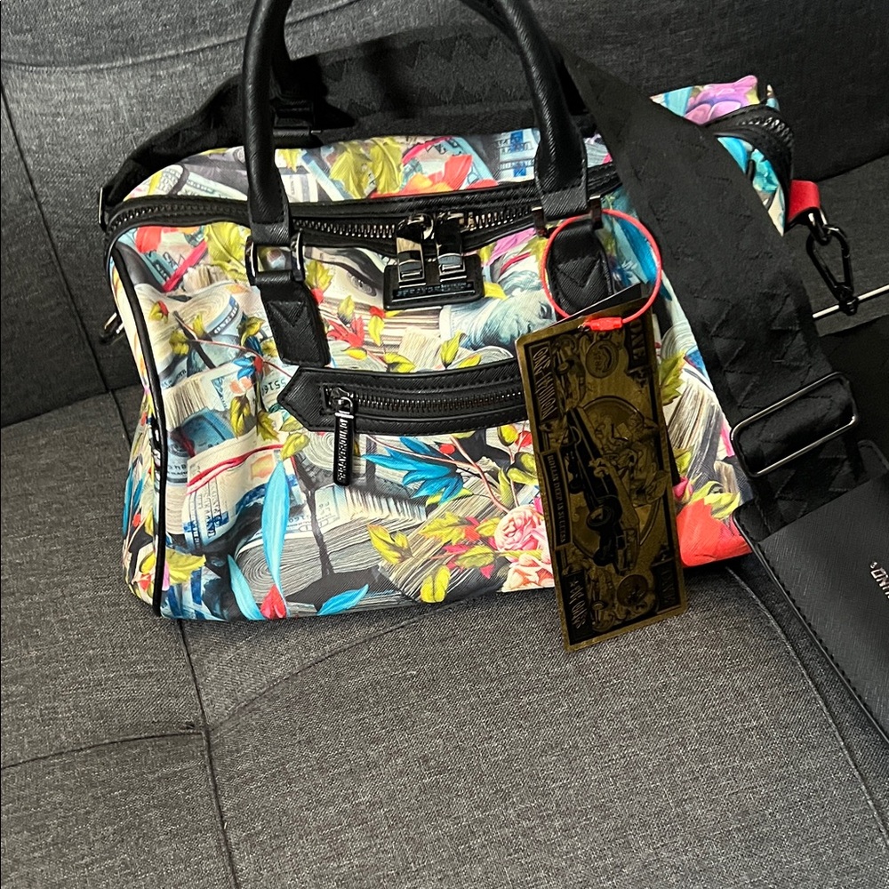 Sprayground Black Multicolor Floral Duffel Bag